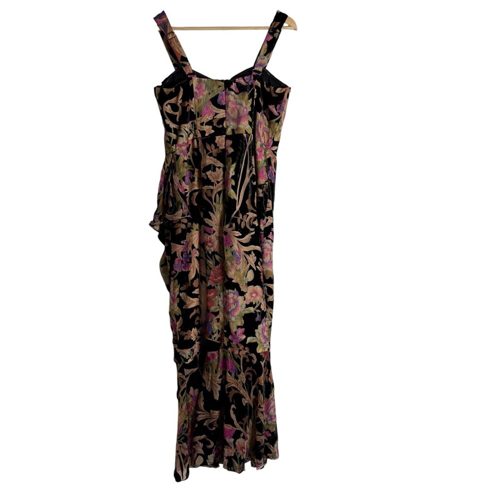Dress the Population Black Floral Velvet Midi Dress with Pink and Gold Accents - Picture 10 of 16